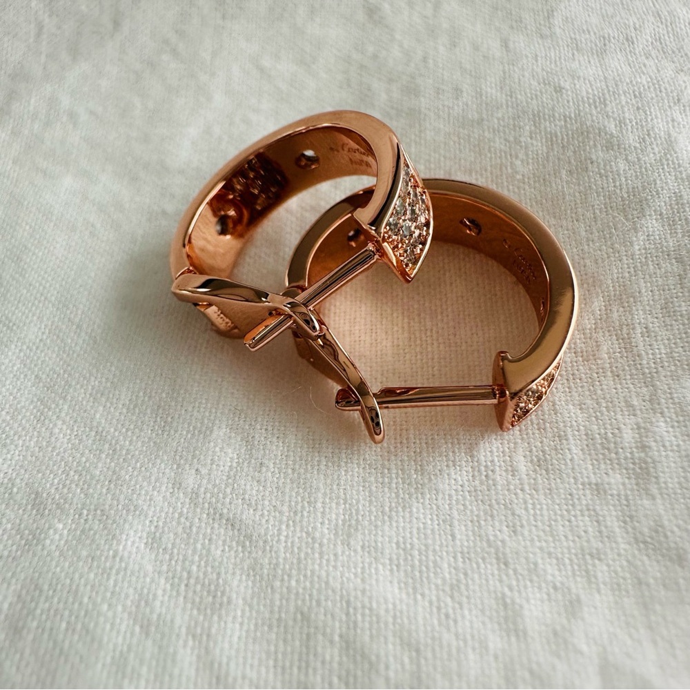 Love Earrings Sterling Silver 925 Simulated Diamond Pave 18k Rose Gold Overlay - Picture 10 of 11